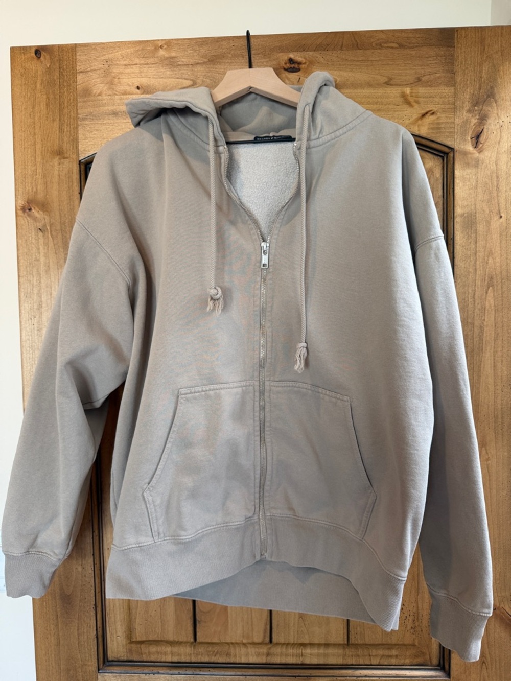 Brandy Melville Beige Zip-Up Hoodie